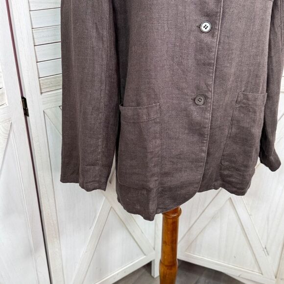The Limited Brown Linen Boyfriend Blazer Jacket Taupe Size 9 Baggy Oversized - Picture 7 of 12